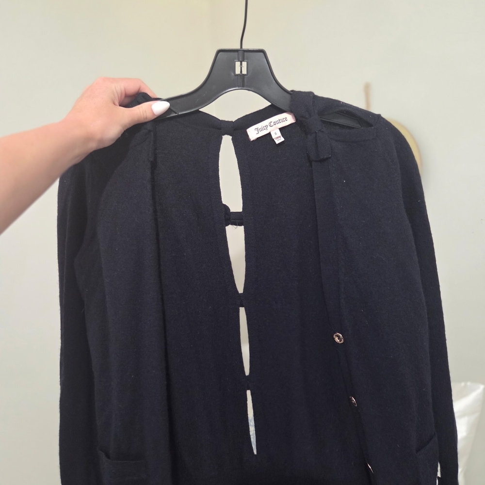 Juicy Couture Black Cardigan with Bow Accents